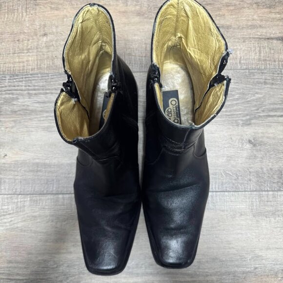 El Besserro Double Zipper Black Leather Square Toe Ankle Boots Men's Size 8.5 - Picture 2 of 8